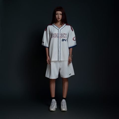  Áo khoác sơmi Jersey Degrey Baseball FLEX màu trắng - BASEFLEX 