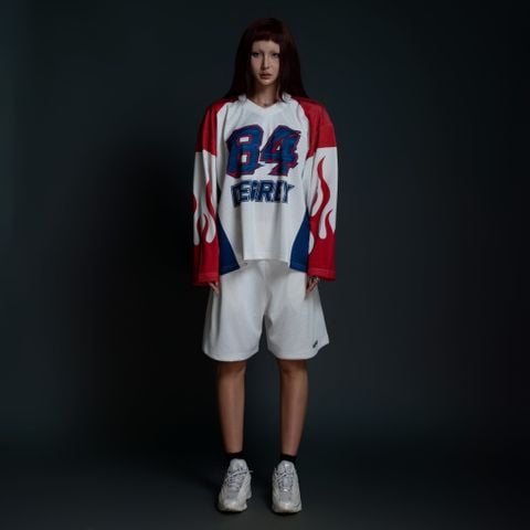  Áo thun tay dài màu trắng Degrey Jersey long sleeve cổ tim thời trang thể thao FIRE - LONGFIRE 