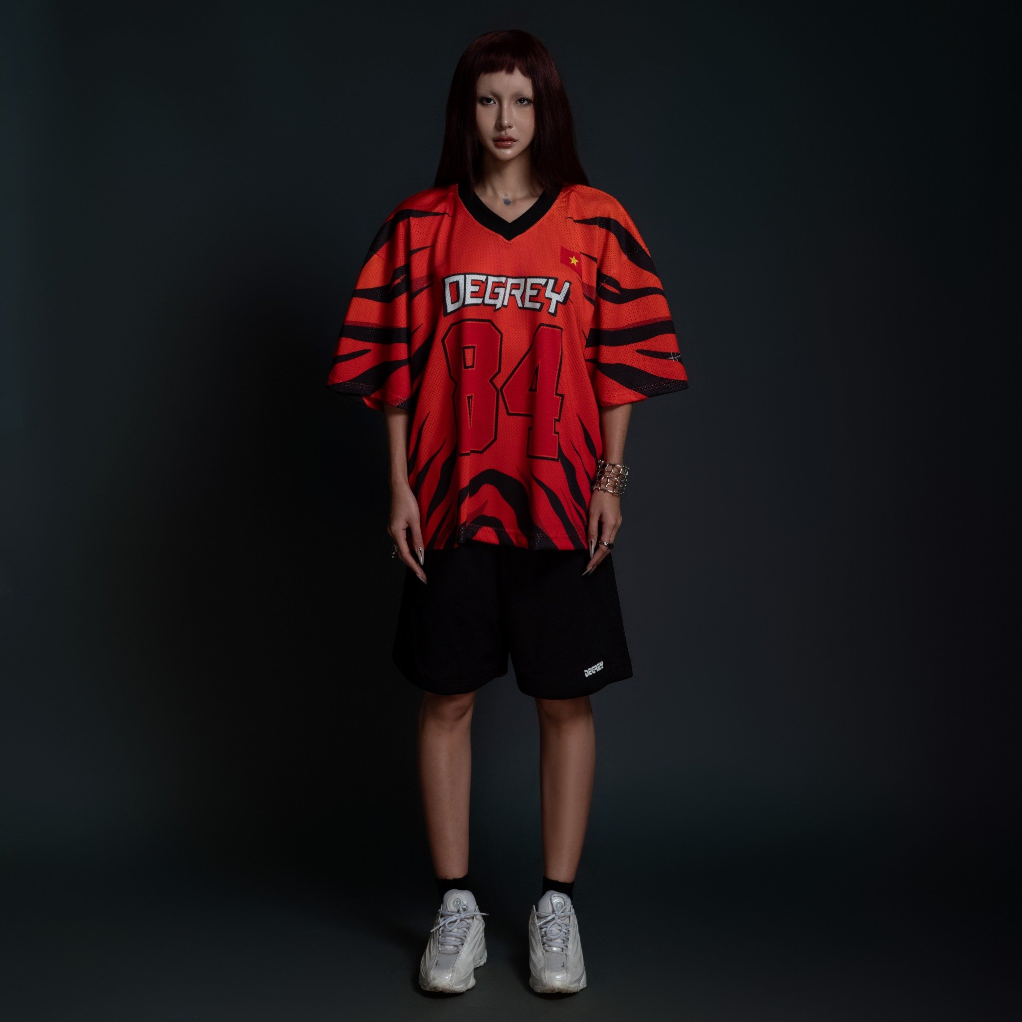  Áo thun thể thao màu cam TIGER Degrey Jersey 84 cổ tim - JERTIGER 