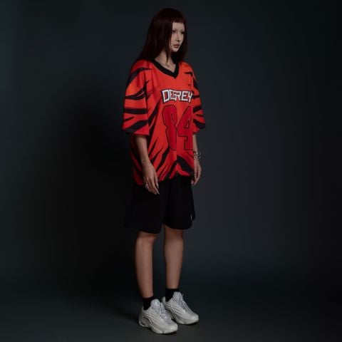  Áo thun thể thao màu cam TIGER Degrey Jersey 84 cổ tim - JERTIGE 
