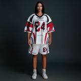  Áo thun Degrey Jersey Striker 84 cổ tim màu trắng in hình thời trang thể thao - JERSTRIT 