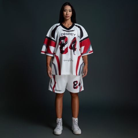  Áo thun Degrey Jersey Striker 84 cổ tim màu trắng in hình thời trang thể thao - JERSTRIT 