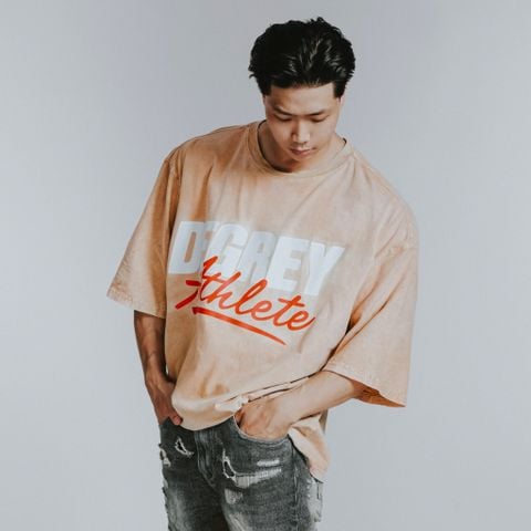  Áo Thun màu wax VÀNG Degrey kiểu dáng rộng in logo - OVSWAXVANG 