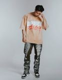  Áo Thun màu wax VÀNG Degrey kiểu dáng rộng in logo - OVSWAXVANG 