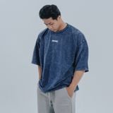  Áo Thun màu wax xanh dương Degrey kiểu dáng rộng in logo BIG D - OVSWAXXANH 