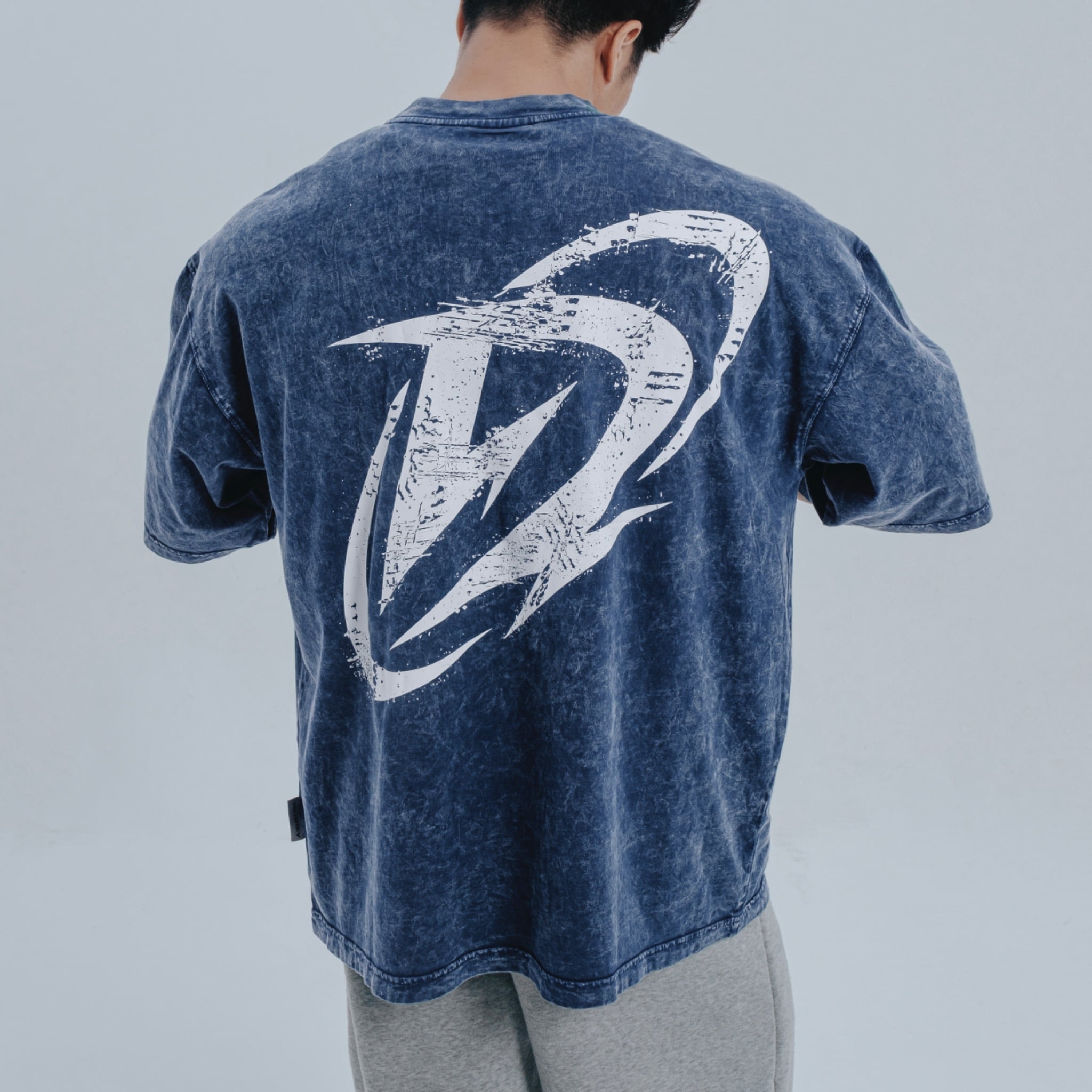  Áo Thun màu wax xanh dương Degrey kiểu dáng rộng in logo BIG D - OVSWAXXANH 