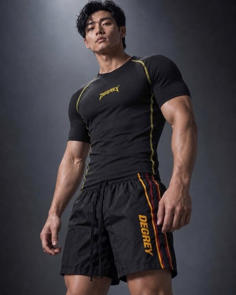  Áo thun Body màu ĐEN Degrey Compressor Tee in logo - BODYTEEDEN 