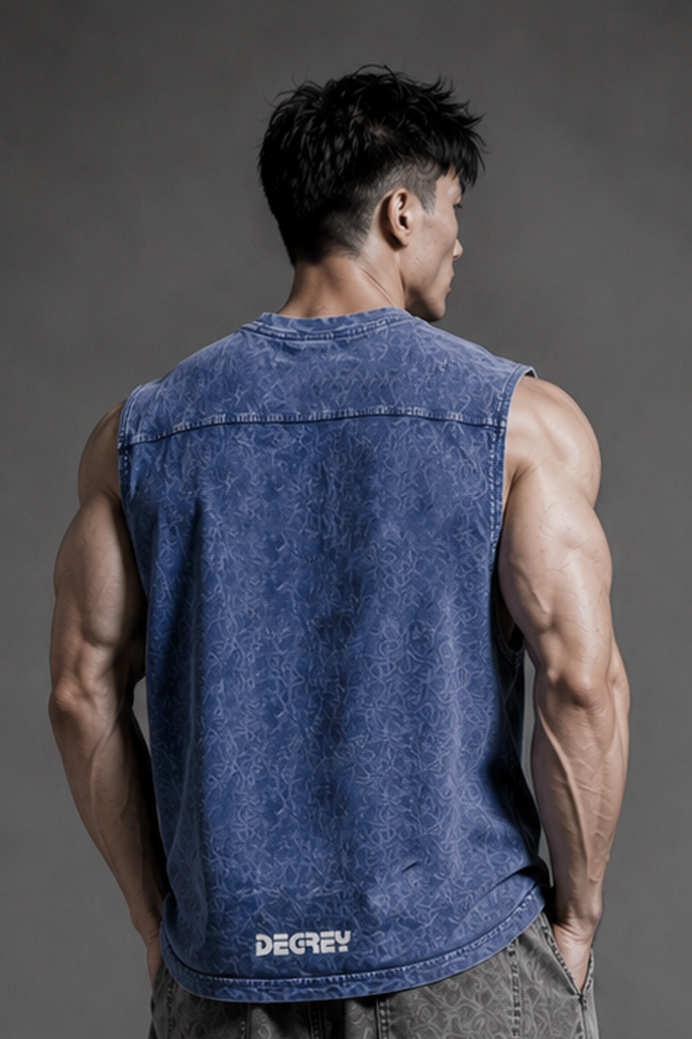  Áo ba lỗ Tank Top WAX BLUE Degrey Cotton in Logo - TANKWAXBLUE 