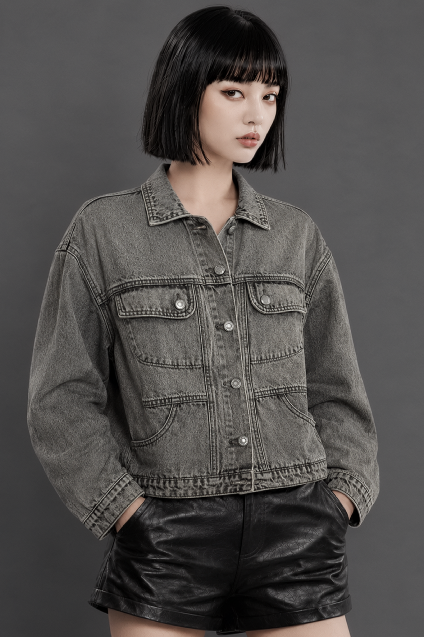  Áo Khoác Degrey Jean Jacket Basic Wax Gray - JEANJK 