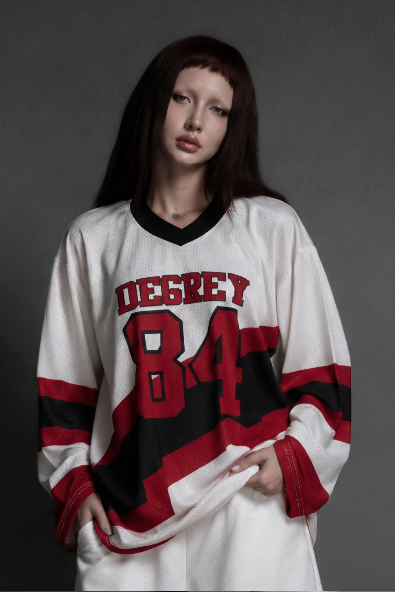  Áo thun tay dài màu trắng Degrey Jersey long sleeve cổ tim thời trang thể thao REDLINE - LONGRELI 
