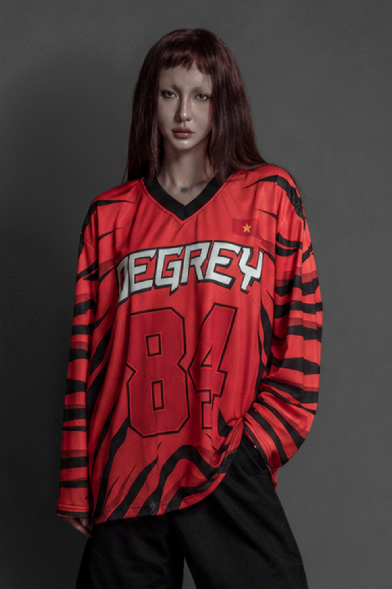  Áo thun tay dài màu CAM TIGER Degrey Jersey long sleeve cổ tim thời trang thể thao - LONGTIGER 