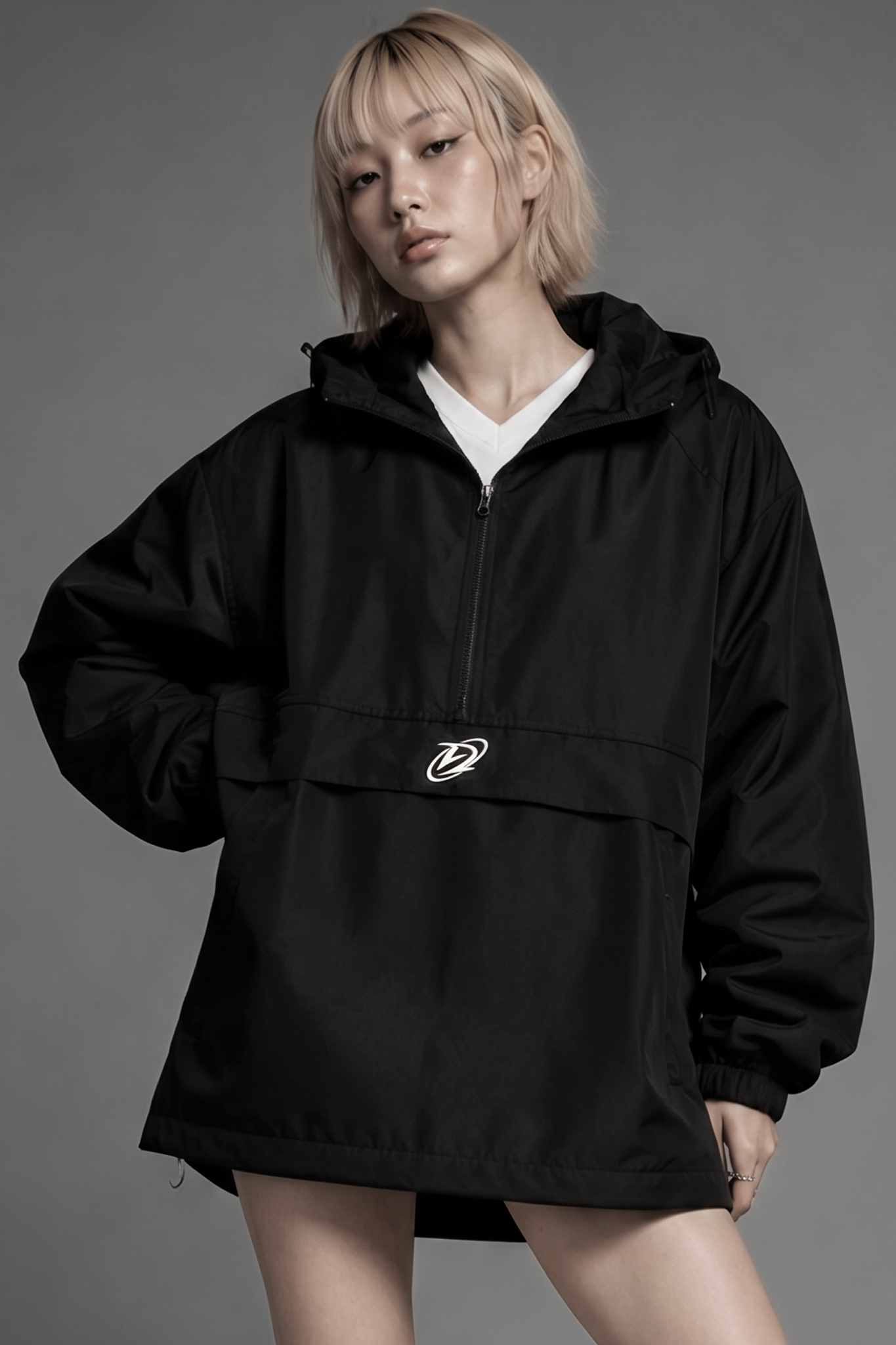  Jacket Degrey Decade Half Zip áo khoác dù có nón hình thêu - JKHALFZIP 