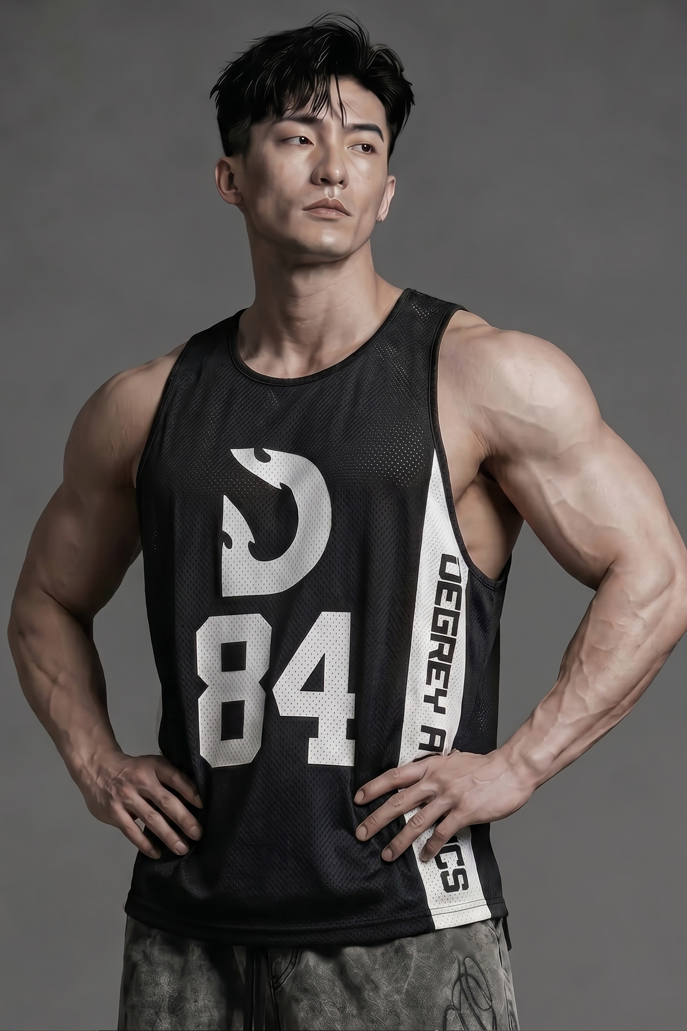  Áo ba lỗ Degrey Tanktop màu đen Big Logo D thể thao - TANKBIGD 