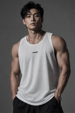  Áo ba lỗ Degrey Tanktop màu trắng BASIC thể thao - TANKBATRA 