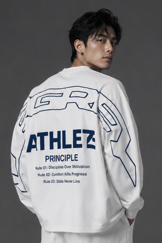  Áo Sweater Degrey Athlete màu trắng xanh Poly - SWETRAXA 