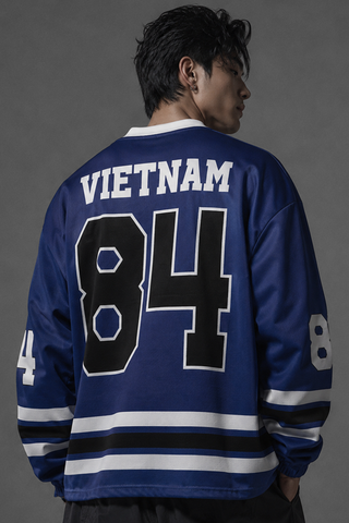  Áo thun tay dài Degrey Jersey long sleeve cổ tim in hình thời trang thể thao nam nữ màu xanh- JERLONGXANH 