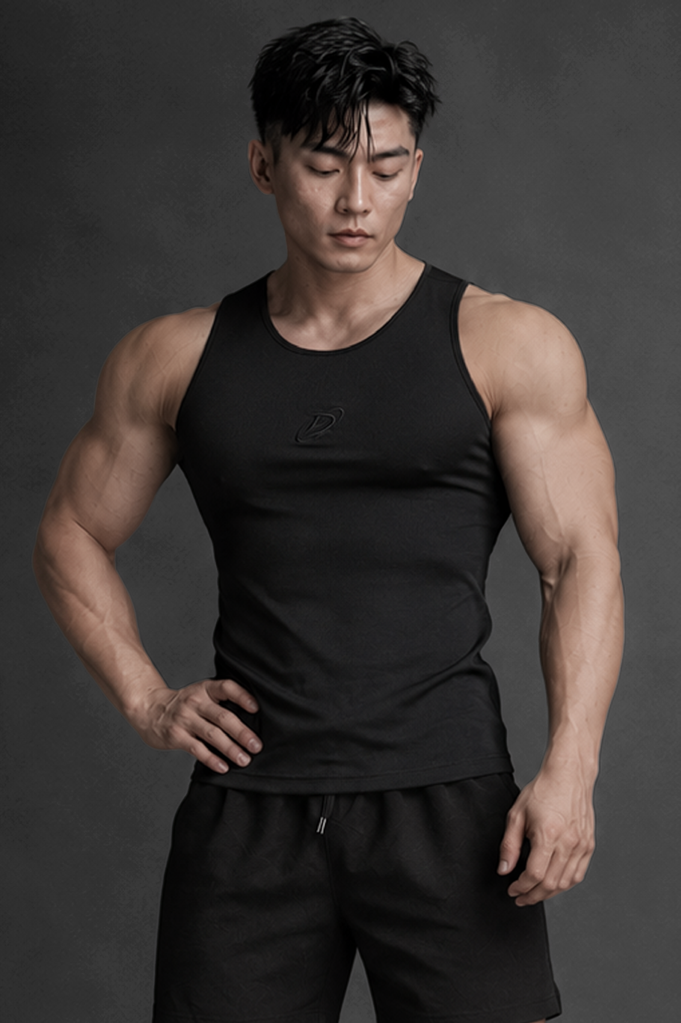  Áo TankTop thể thao màu ĐEN Degrey Compressor thêu logo - COMTANKDEN 