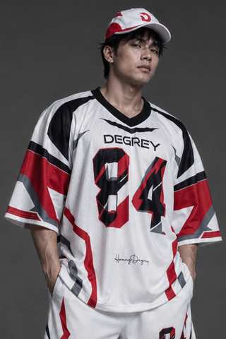  Áo thun Degrey Jersey Striker 84 cổ tim màu trắng in hình thời trang thể thao - JERSTRIT 