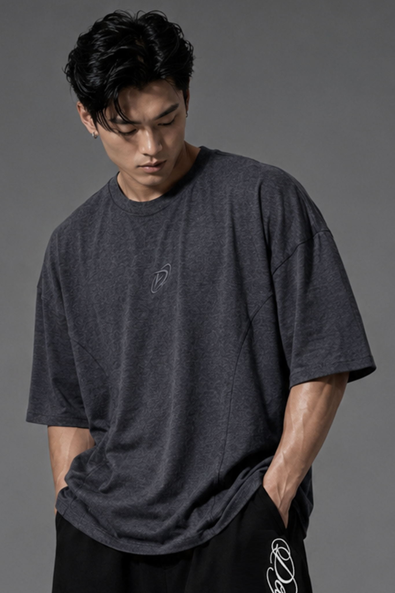  Áo Thun Degrey TC Oversize màu XÁM thêu New Logo - OVSTCXAM 