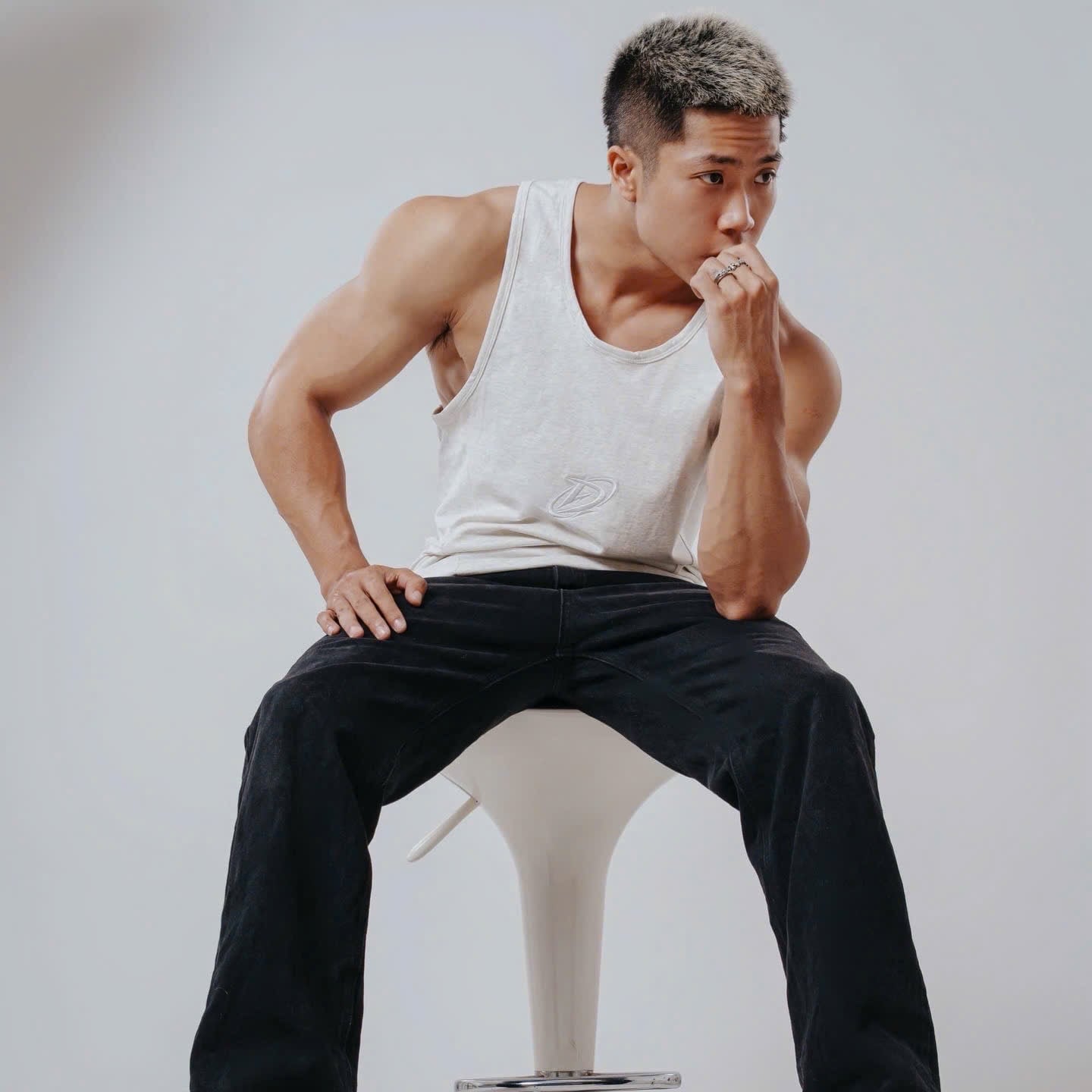  Áo Tank Top Degrey TRẮNG Cotton 4 chiều New Logo - TANKNEWLOGOTRANG 