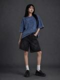  Áo Thun wax BLUE Degrey kiểu dáng rộng thêu logo - OVSWAXBLUE 