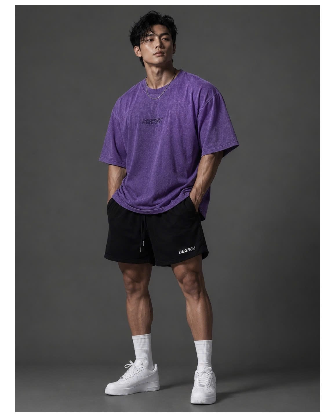  Áo Thun wax PURPLE Degrey kiểu dáng rộng thêu logo - OVSWAXPURPLE 