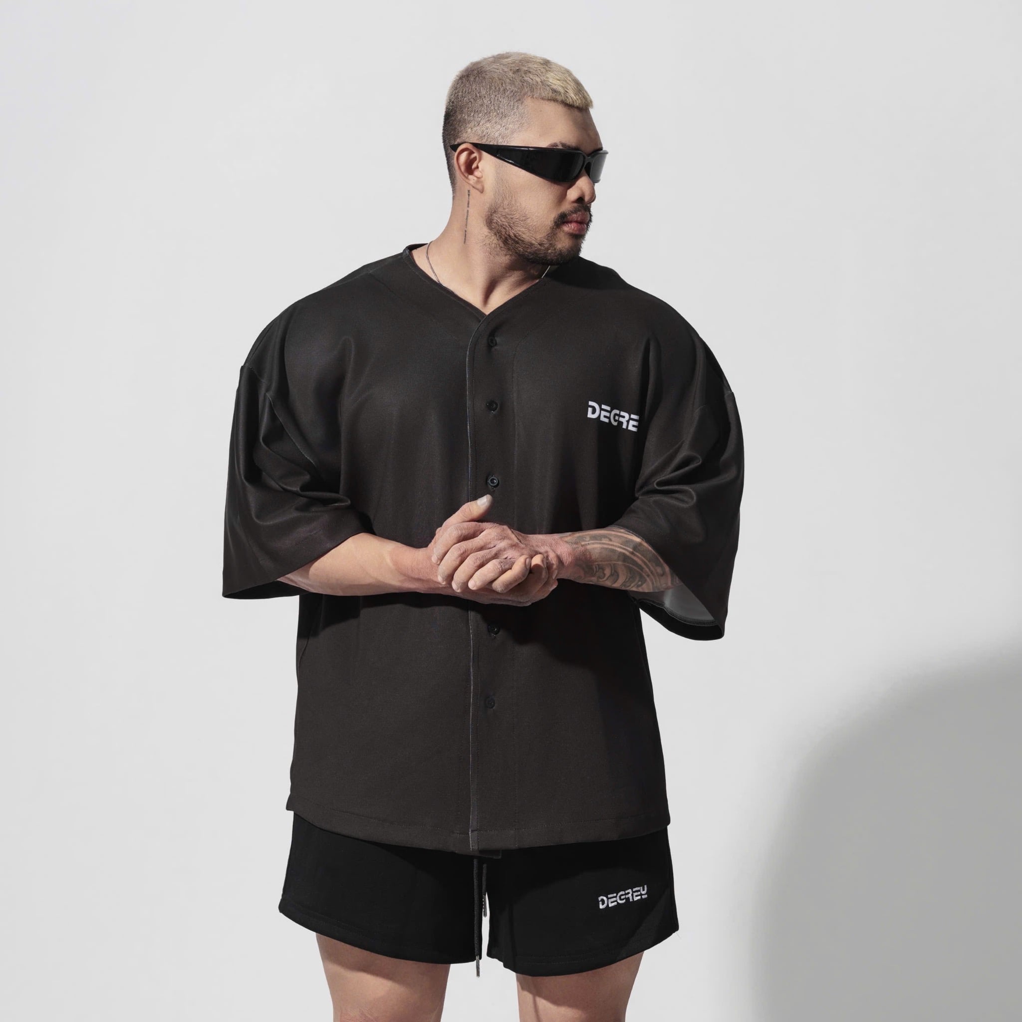  Áo khoác sơmi Jersey Degrey Baseball ĐEN ver2 - BASED2 