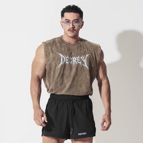  Áo ba lỗ Tank Top Degrey Cotton WAX NÂU Big Logo - TANKWAXNAU 