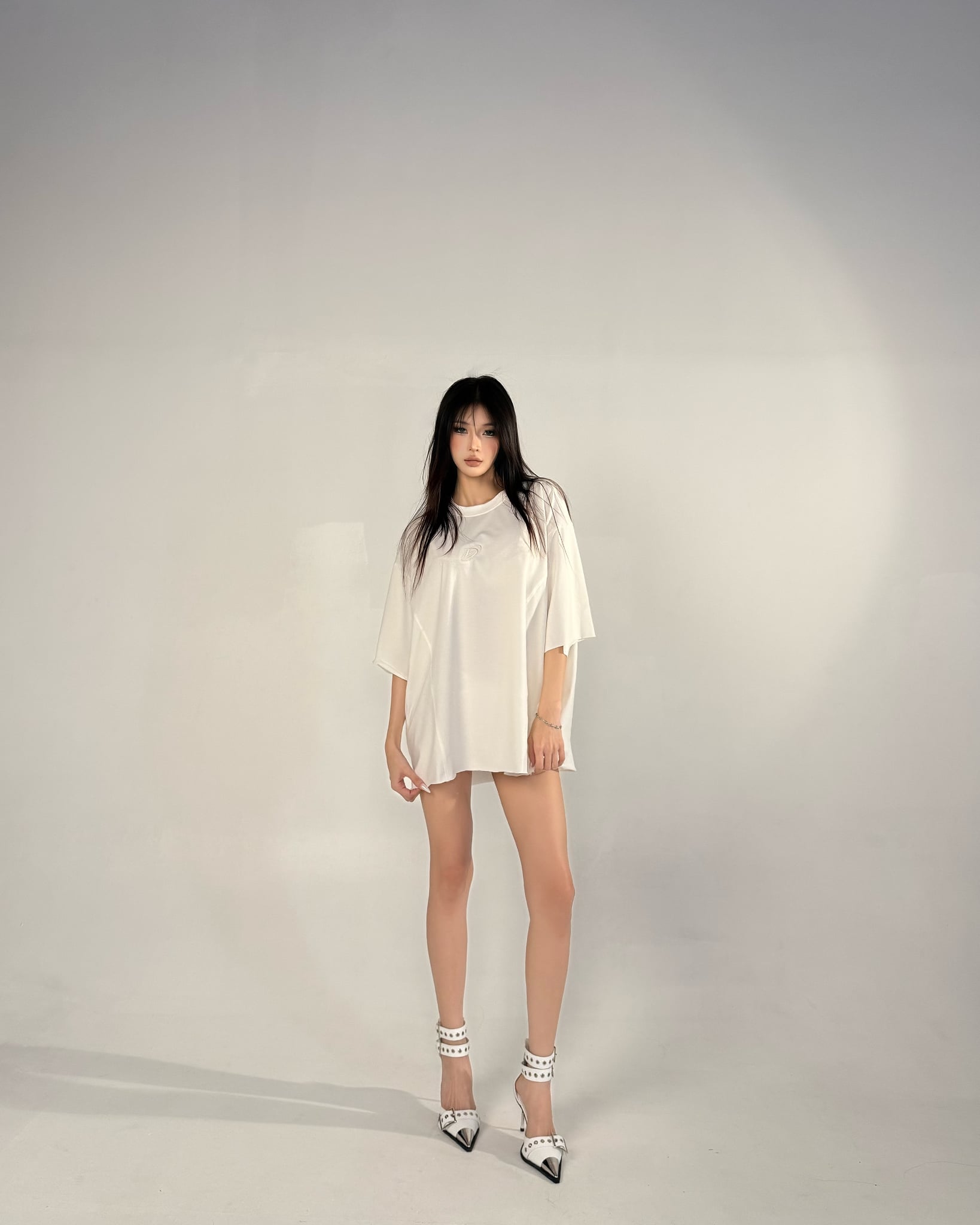  Áo Thun Degrey TC Oversize màu TRẮNG thêu New Logo - OVSTCTRANG 