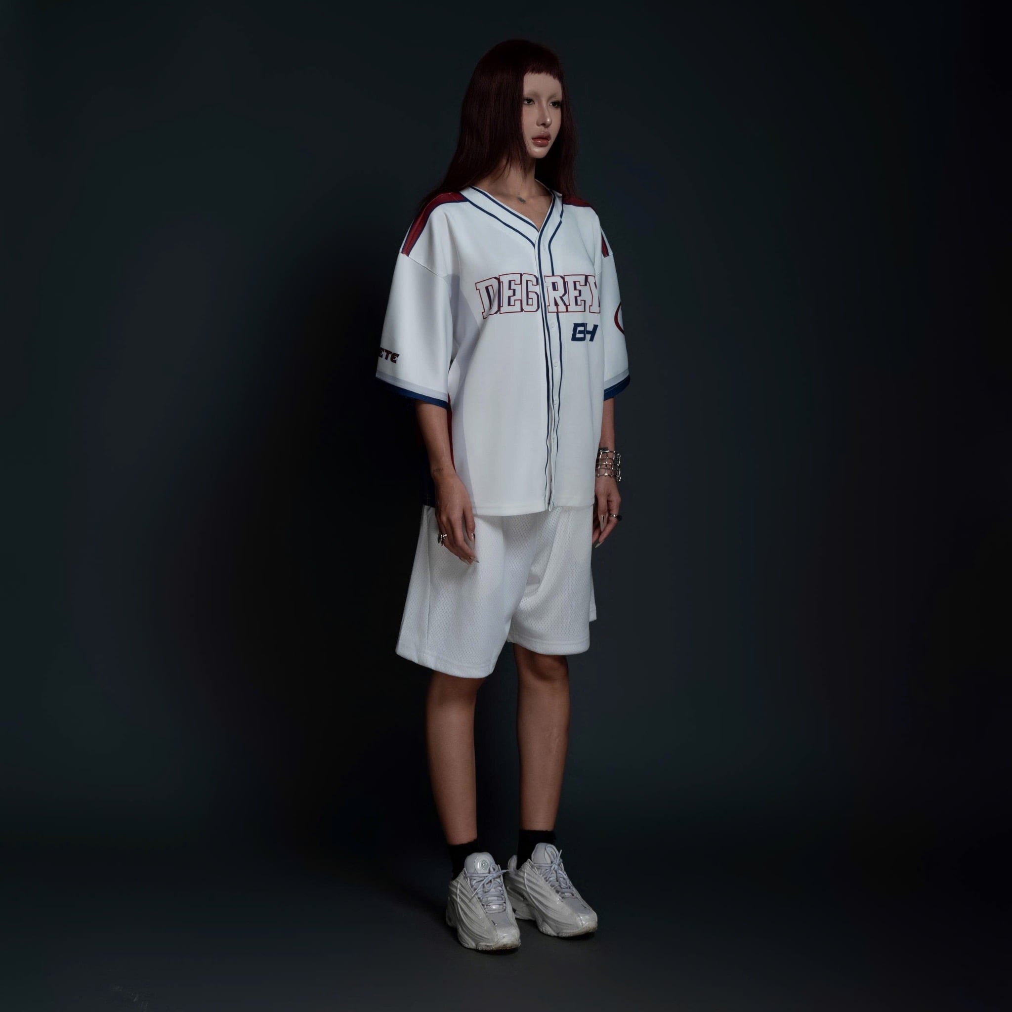  Áo khoác sơmi Jersey Degrey Baseball FLEX màu trắng - BASEFLEX 
