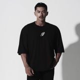  Degrey Korea Japan áo thun màu đen kiểu dáng rộng in hình logo - OVSLOGO 