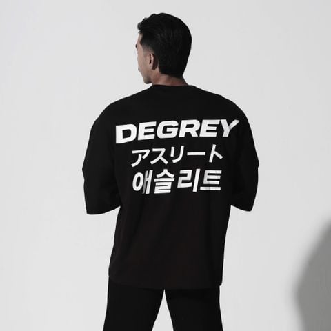  Degrey Korea Japan áo thun màu đen kiểu dáng rộng in hình logo - OVSLOGO 