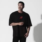  Áo Thun màu ĐEN logo Degrey màu ĐỎ kiểu dáng rộng Athlete - OVSATHDENDO 