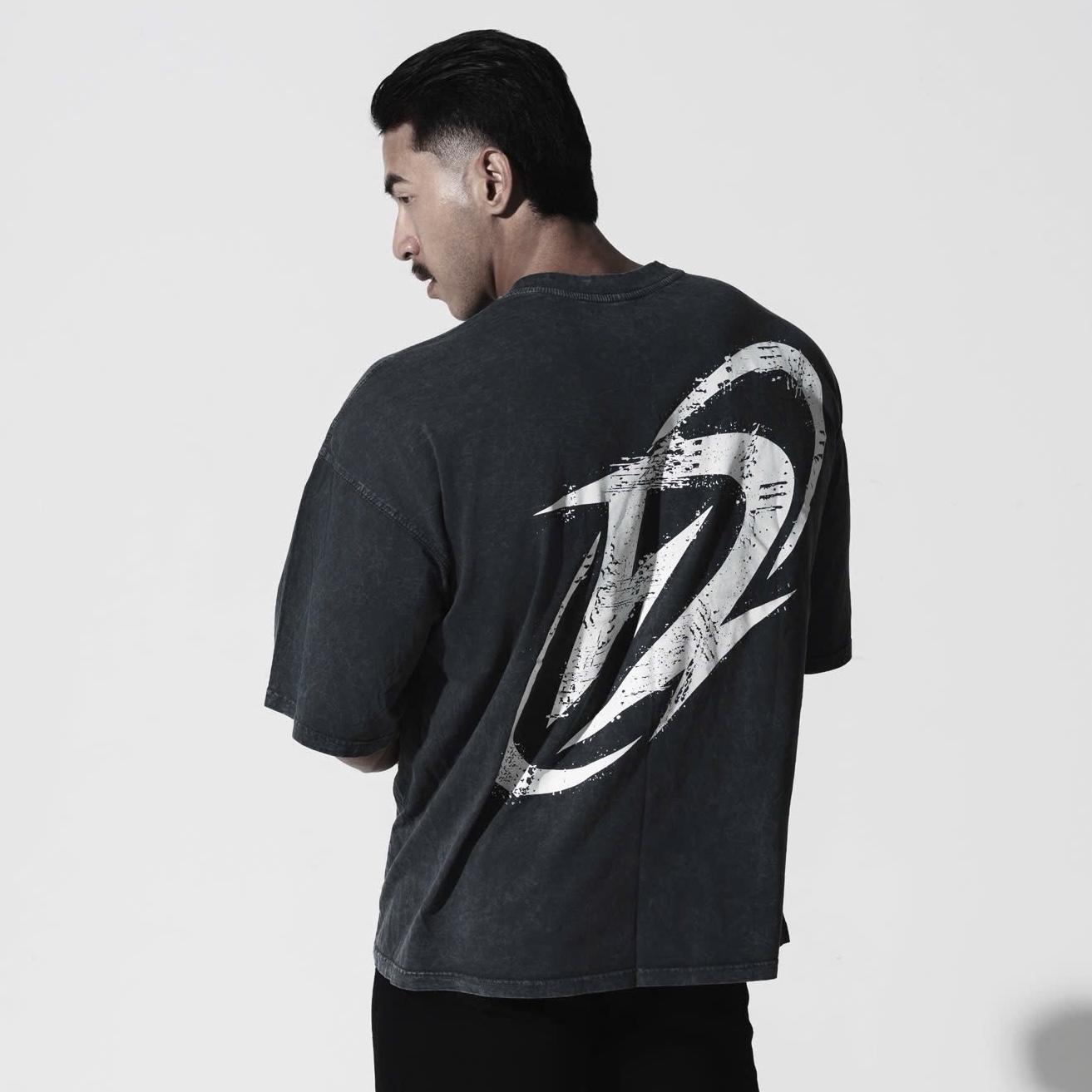  Áo Thun màu wax xanh dương Degrey kiểu dáng rộng in logo BIG D - OVSWAXXANH 