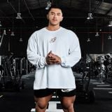  Áo Thun tay dài màu WHITE logo Degrey màu ĐỎ kiểu dáng rộng Athlete - OVSLONGTRANG 