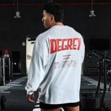  Áo Thun tay dài màu WHITE logo Degrey màu ĐỎ kiểu dáng rộng Athlete - OVSLONGTRANG 