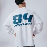  Áo Thun tay dài màu WHITE logo Degrey màu NAVY kiểu dáng rộng raglan - OVSTADATRANG 