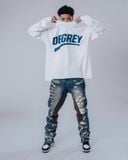  Áo Thun tay dài màu WHITE logo Degrey màu NAVY kiểu dáng rộng raglan - OVSTADATRANG 