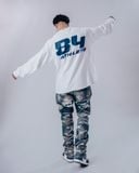  Áo Thun tay dài màu WHITE logo Degrey màu NAVY kiểu dáng rộng raglan - OVSTADATRANG 