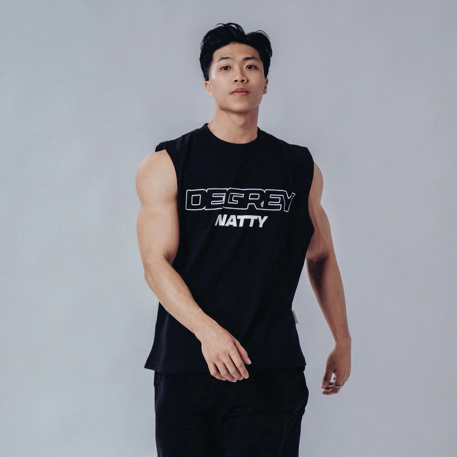  Degrey NATTY áo ba lỗ Tanktop Cotton màu ĐEN - TANKNATTY 