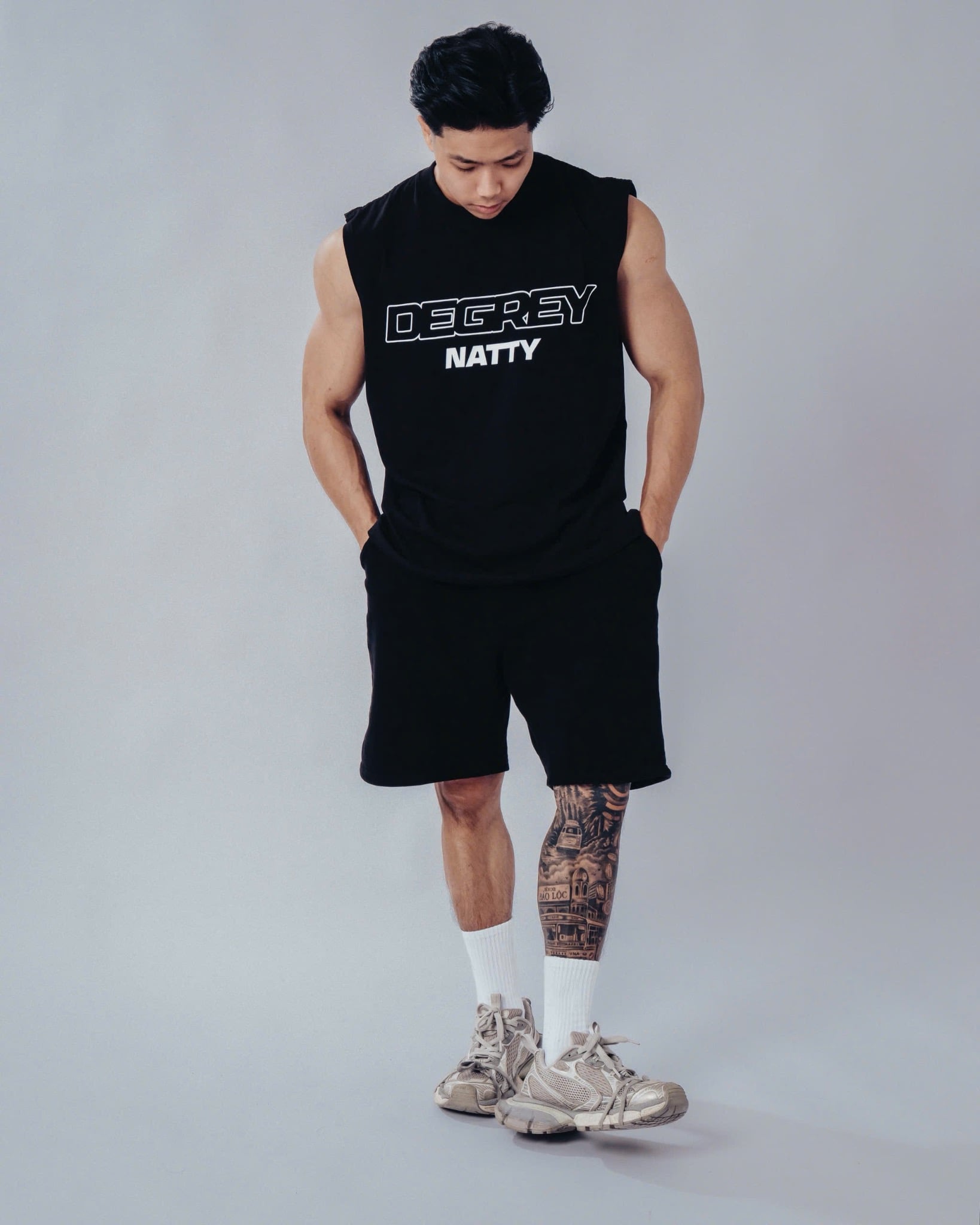  Degrey NATTY áo ba lỗ Tanktop Cotton màu ĐEN - TANKNATTY 
