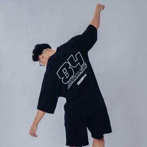  Degrey NATTY áo thun màu ĐEN kiểu dáng rộng in hình logo - OVSNATTY 