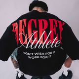  Áo Thun màu ĐEN logo Degrey màu ĐỎ kiểu dáng rộng Athlete - OVSATHDENDO 