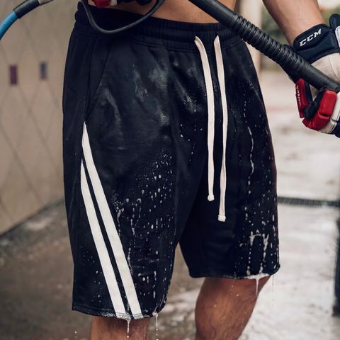  Quần lửng chân cua ĐEN sọc KEM Degrey short pant - SHODENSOCKEM 