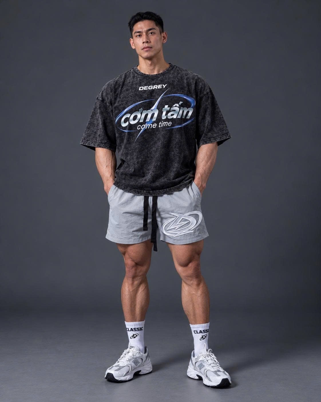  Áo thun Degrey BIG GUY CƠM TẤM màu WAX ĐEN - BIGWAXCOMTAM 
