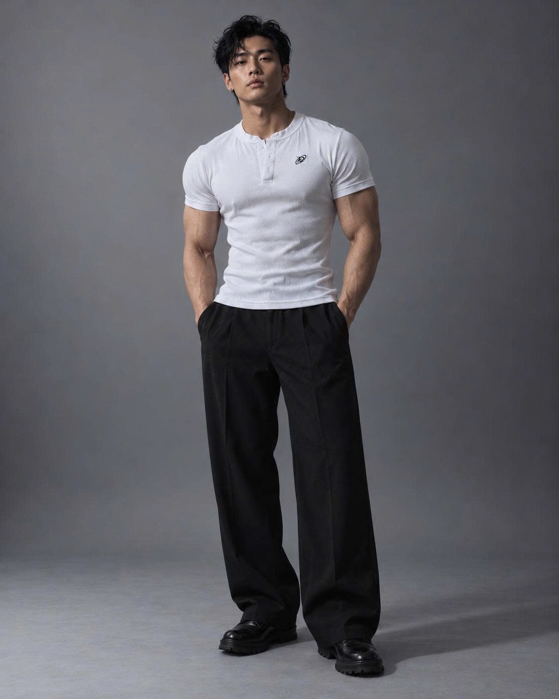  Áo Thun Degrey Rib Henley WHITE - HENLEYWHITE 