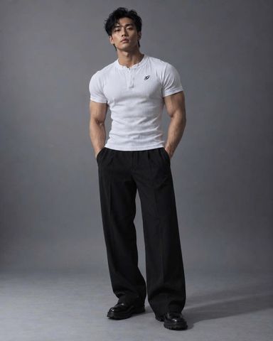  Áo Thun Degrey Rib Henley WHITE - HENLEYWHITE 