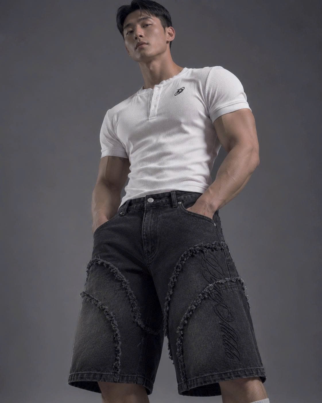  Áo Thun Degrey Rib Henley WHITE - HENLEYWHITE 