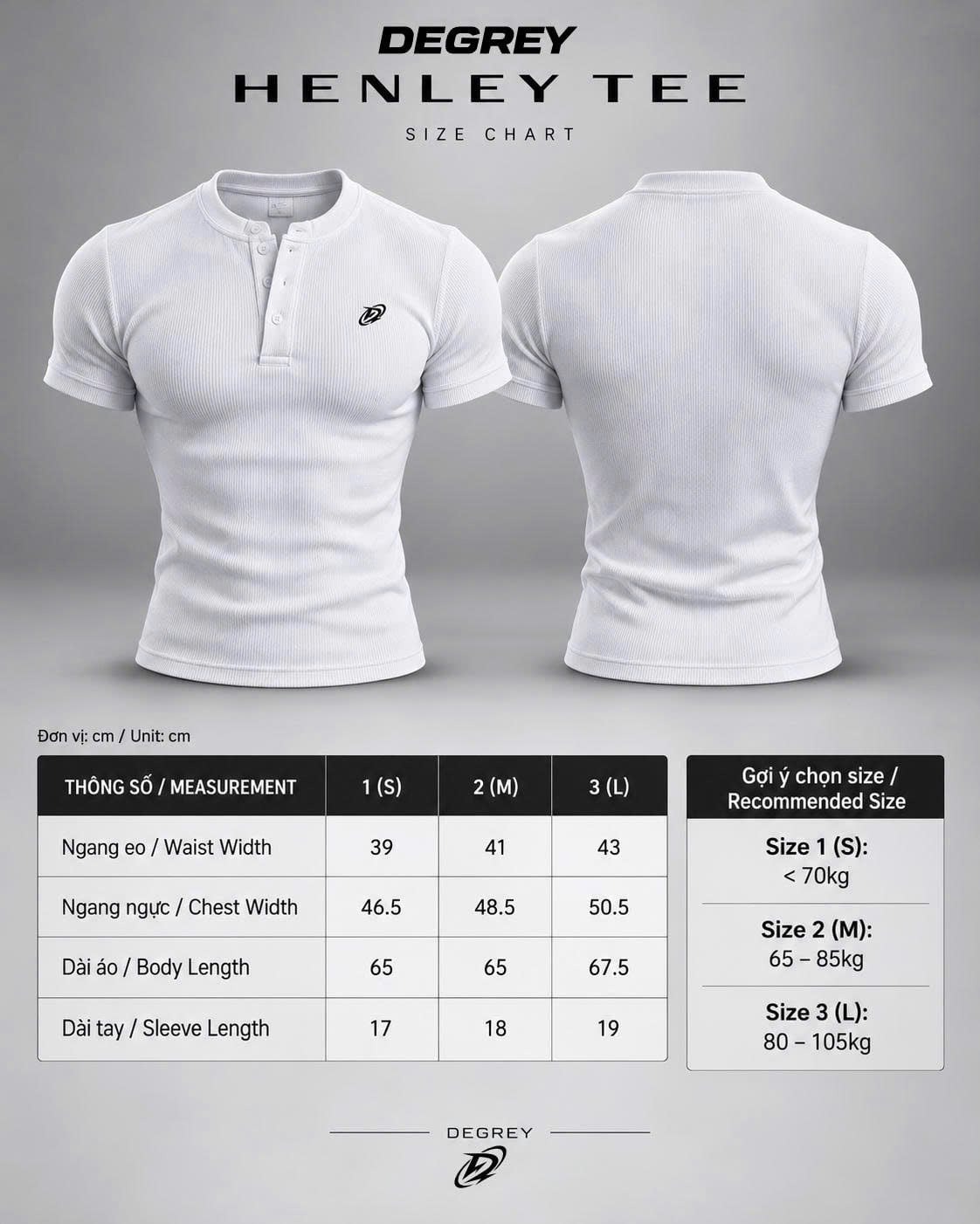  Áo Thun Degrey Rib Henley WHITE - HENLEYWHITE 