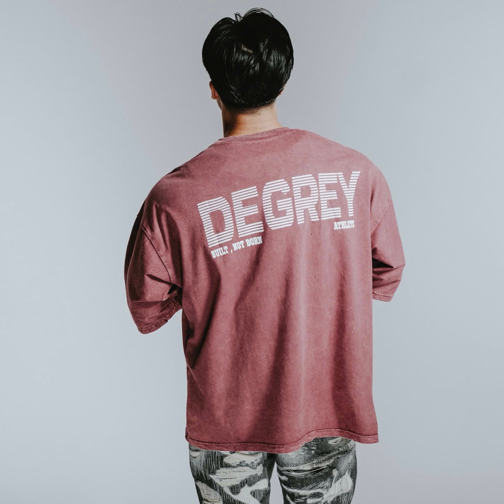  Áo Thun màu wax đỏ Degrey kiểu dáng rộng in logo - OVSWAXDO 